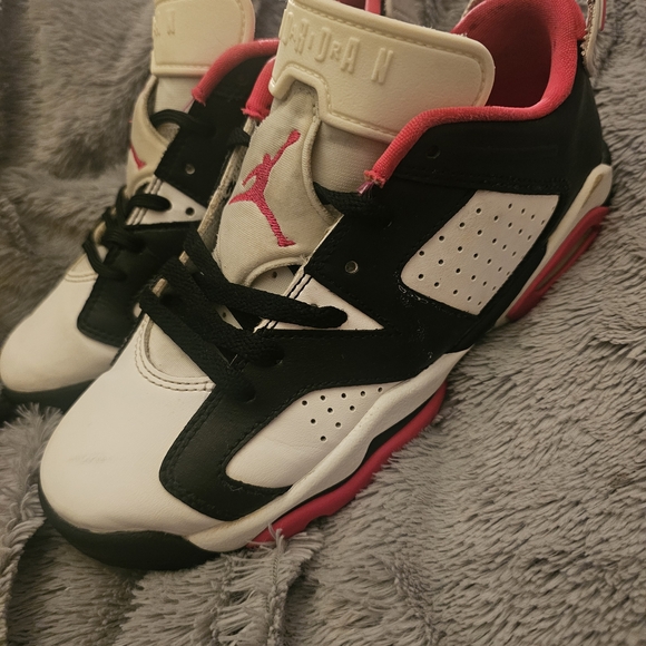 Jordan Kids Black White and Pink Sneakers